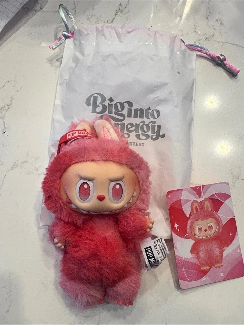 POP MART Big Into Energy The Monsters Pink Plush Keychain NWT
